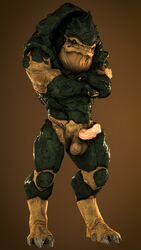 3d alien animal_genitalia balls crossed_arms erection genital_slit krogan looking_at_viewer male male_only mass_effect multi_balls multi_genitalia muscular muscular_male nude penis rooking slit solo source_filmmaker standing video_games