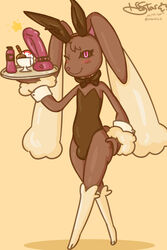 1boy 2019 absurd_res ass big_ears black_sclera bulge bunny_ears bunnysuit choker clothing dated dessert dildo fake_ears feet fluffy food freckles furry girly hand_on_hips hi_res holding ice_cream lagomorph long_ears lopunny male male_lopunny male_only mammal nintendo no_nipples original_character paws penis pink_eyes plate playboy pokémon_(species) pokemon pokemon_(species) pokemon_dppt rabbit ribbon rubber rubber_suit sex_toy text video_games watermark wide_hips wink xneostarx