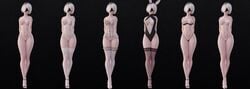 3d arhoangel bikini blender blindfold breasts bunny_ears bunnygirl bunnysuit cleavage corset female high_resolution highres micro_bikini model_sheet nier nier:_automata nipples short_hair solo standing thighhighs thong white_hair yorha_2b