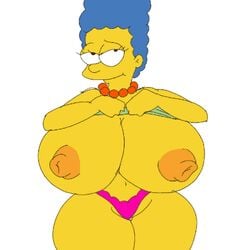 1girls alternate_breast_size animated big_breasts blue_hair breasts cleavage dress dress_lift eyelashes female flashing green_dress huge_breasts large_breasts looking_at_viewer marge_simpson maxtlat midriff milf panties pearl_necklace pink_panties smile solo the_simpsons thick_thighs thighs white_background yellow_skin