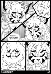 absurd_res anthro asriel_dreemurr bondage comic deep_throat felid feline female hair hi_res line_art mammal oral penis sady sex sharperit shiny undertale video_games