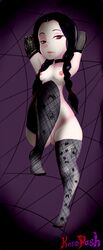 1girls female female_only fishnet_stockings goth human kerodash pale_skin solo teenager the_addams_family twin_braids vagina wednesday_addams