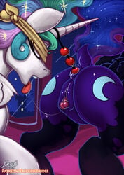 2019 absurd_res alicorn anal anal_beads anal_sex anus ass clitoris closed_eyes cutie_mark dark_persona dock duo empressbridle equid equine female feral friendship_is_magic hi_res horn horse incest mammal my_little_pony nightmare_moon_(mlp) open_mouth penetration pony princess_celestia_(mlp) princess_luna_(mlp) pussy sex_toy sibling sisters tongue tongue_out wings yuri