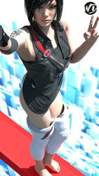 1girls 3d barefoot black_hair black_nails blender brown_eyes colored_nails dark_hair facial_tattoo faith_connors faith_connors_(mirror's_edge_catalyst) female female_only human human_only long_hair looking_at_viewer mirror's_edge mirror's_edge_catalyst nail_polish outdoors pants_down solo solo_focus tattoo tattoos toenail_polish wunder