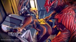 1boy 1girls 2019 3d 5_fingers alien animated ass breasts chroma_(warframe) duo erection female from_behind_position hand_on_ass hi_res high_framerate humanoid humanoid_on_humanoid inside knot knotting loop male no_sound nude penetration penis sex side_view tenno text thick_thighs twitchyanimation vaginal vaginal_penetration valkyr_(warframe) video_games warframe watermark video wide_hips