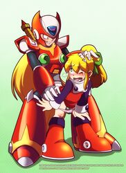 1boy 1girls blonde_hair blush boots bow capcom grabbing_from_behind hand_on_head heavy_breathing long_hair looking_back mega_man mega_man(classic) mega_man_x one_eye_closed panties panties_down pussy_juice queen-zelda rape robot robot_girl rockman roll sharp_teeth smirk straight tears underwear young zero_(mega_man)