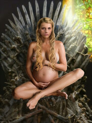 1girls actress areolae barefoot big_breasts blonde_hair breasts celebrity erect_nipples feet female female_only game_of_thrones hair house_baratheon house_lannister huge_belly long_hair looking_at_viewer myrcella_baratheon nell_tiger_free nipples nude pregnant ready_to_pop real_person realistic solo titflaviy