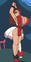 animated anime_style big_breasts bouncing_breasts breasts color edit gountro huge_breasts hyper_breasts king_of_fighters mai_shiranui no_bra no_panties no_underwear pixel_art pussy third-party_edit