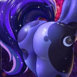 1:1 alicorn anthro ass blue_hair close-up cutie_mark digital_media_(artwork) equid equine female friendship_is_magic fur hair hasbro hi_res horn mammal my_little_pony mythological_creature mythological_equine mythology nude princess_luna_(mlp) sharkdark solo standing tail wings