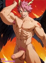 ai_generated ass bara big_penis fairy_tail gay male male_only muscular muscular_male natsu_dragneel penis ryderonfire solo yaoi