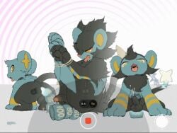 anal animal_humanoid animated buttplug feral generation_4_pokemon group humanoid kemono low_res luxio luxray male male/male nintendo plug_(sex_toy) pokemon pokemon_(species) sex_toy shinx trio yrac