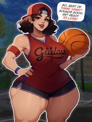 1girls 2024 ai_generated basketball big_breasts big_thighs english english_text female fortnite fortnite:_battle_royale huge_breasts huge_thighs mature_female memch0 solo standing tagme thick_thighs triple_threat wide_hips