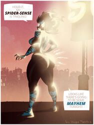 april_parker city curvy female female_only huge_ass hugotendaz looking_at_viewer looking_back marvel marvel_comics mayhem_(character) mayhem_(symbiote/human) muscular_female spider-man_(series) symbiote thick thick_thighs wide_hips