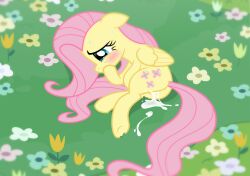 after_rape after_vaginal blush bodily_fluids crying crying_with_eyes_open cum cum_drip cum_inside dripping earth_pony_colds equid equine female feral flower_field fluttershy_(mlp) friendship_is_magic genital_fluids genitals grass hasbro hi_res humanoid_genitalia humanoid_pussy implied_rape lying_on_ground mammal my_little_pony mythological_creature mythological_equine mythology on_ground on_model pegasus plant pussy solo tears wings