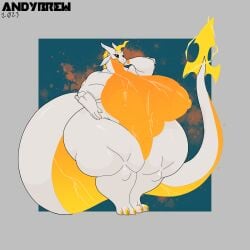 andybrew anthro ass breasts dragon female hi_res hyper invalid_tag mythological_creature mythological_scalie mythology nsfw obese overweight pose scalie solo