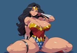 ai_generated amazon amazonian dc dc_comics female large_breasts lipstick looking_at_viewer mullon novelai superheroine thick_thighs wonder_woman wonder_woman_(series)