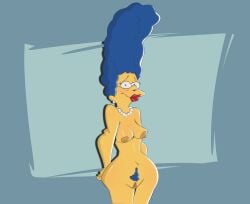 1girls 20th_century_fox 20th_century_studios blue_hair blue_pubic_hair breasts curvy ear_piercing eyelashes female female_only hourglass_figure human jodero lipstick looking_at_viewer marge_simpson mature mature_female mature_woman milf necklace nipples nude nude_female pubic_hair pussy solo solo_female the_simpsons yellow_skin