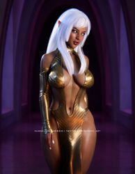 3d bulge dark-skinned_futanari dark_skin elf futa_only futanari gnome02 penis penis_outline pointy_ears solo white_hair