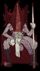 bumpy_penis dead_by_daylight female_pyramid_head fit_female futa_only futanari monster monster_cock monster_girl pyramid_head silent_hill silent_hill_2 sitting spear throne toonguy100 veiny_penis