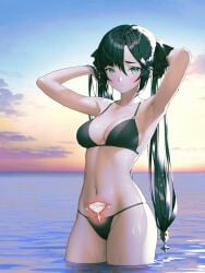 absurd_res ai_generated ass beach bikini blush cervix cum cum_on_pussy fallopian_tubes filled_womb genshin_impact horny medium_breasts ministro mona_(genshin_impact) navel nude ovaries shower uterus wet womb