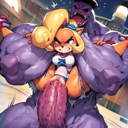 1boy 1girls ai_generated anthro anus ass athletic_female biting_lip blonde_hair coco_bandicoot crash_(series) female female_on_human from_behind green_eyes male/female penis pussy smaller_female smile sweater sweaty_butt very_sweaty younger_female