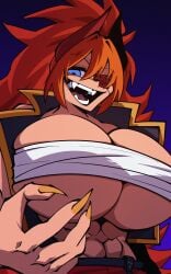 1girls big_breasts blue_eyes breasts eyepatch female female_focus gigantic_breasts huge_breasts orange_hair original solo tagme zesty_(zestyjesus) zestyjesus