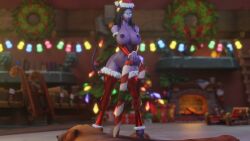 1girls areolae armwear ass before_sex big_ass big_breasts black_hair blizzard_entertainment candy_cane christmas draenei hooves keshina large_breasts long_hair morilymory oc original_character standing stockings tail thick_thighs warcraft world_of_warcraft wow