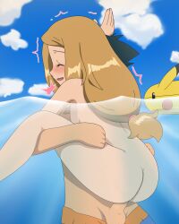 1boy 1boy1girl 1girls amourshipping beach canon_couple edit female jitan male nintendo nude ocean pokemon pokemon_(anime) pokemon_xy satoshi_(pokemon) serena_(pokemon) sex underwater