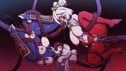 age_of_calamity anal animated areolae ass big_breasts breasts double_penetration fellatio female grey_hair headgear impa impa_(age_of_calamity) light-skinned_female light_skin long_hair monster nintendo nipples no_sound oral oral_sex purah purah_(tears_of_the_kingdom) pussy red_eyes shiny shiny_skin sisters suspension tagme tears_of_the_kingdom tentacle tentacle_sex the_legend_of_zelda the_legend_of_zelda:_tears_of_the_kingdom thick_thighs torn_clothes vaginal_penetration video white_hair