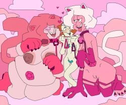 breasts chubby gem_(species) leash nude pasties pearl_(steven_universe) peeppepi pink_diamond_(steven_universe) pussy rose_quartz_(steven_universe) steven_universe tagme