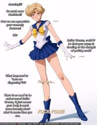 ai_generated bishoujo_senshi_sailor_moon blonde_hair blue_choker blue_eyes blue_footwear blue_sailor_collar blue_skirt blush boots bow breasts choker circlet clothing earrings elbow_gloves english_language english_text female footwear gloves haruka_tenou headwear high_heels jewelry knee_boots looking_at_viewer magical_girl miniskirt pleated_skirt sailor_collar sailor_moon_(series) sailor_senshi_uniform sailor_uranus shoes short_hair skirt smile solo standing tenou_haruka text tiara very_short_hair white_gloves wodstudio yellow_bow