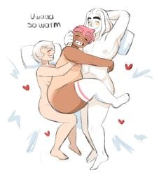 breqfast charlie_(marinalfirst) chubby cuddling flat_chest marinalfirst muscles pear_shaped pokko_(artist) short_hair size_difference smile threesome tomboy wholesome