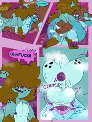 absurd_res balls_deep big_penis black_spots blue_body blue_fur blush blushing_profusely bodily_fluids brown_body brown_fur chibi_(chibitay) chibitay clenching_balls crossed_legs cum cum_inside cumshot dialogue ejaculation from_front_position fur genital_fluids genitals hair hair_over_eye heart_symbol hi_res incest_(lore) leg_wrap lying missionary_position mother_(lore) mother_and_child_(lore) mother_and_son_(lore) muffin_(chibitay) musk musk_clouds on_back oral parent_(lore) parent_and_child_(lore) parent_and_son_(lore) penetration penis position_switch pussy sex son_(lore) spots spread_pussy spreading vaginal_fluids vaginal_penetration vaginal_penetration