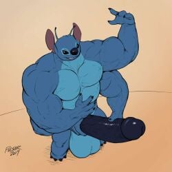 4_arms 4_fingers about_to_cum alien antennae antennae_(anatomy) balls big_balls big_bod big_body big_boner big_muscles big_penis blue_fur cock dick disney ear evil_expression furry furry_alien himbo_stitch male male_only masturbation muscle_gut muscles muscular muscular_male penis pulsar simple_background smiling_at_viewer solo stitch stitch_(lilo_and_stitch)