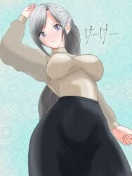 big_breasts clothed d4dj japanese_text keekee_(kk_d4ni) niijima_ibuki watermark wide_hips