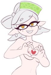 bhloopy heart inkling marie_(splatoon) nude pale_skin smile splatoon squid_sisters yellow_eyes