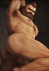 ai_generated anus arcane ass_focus bara beard big_muscles big_penis big_thighs brown_hair chest_hair close_up dutch_angle erection facial_hair gay hairy hairy_anus hairy_armpits hairy_balls hairy_chest hairy_male hairy_penis league_of_legends low-angle_view male male/male male_only masculine masculine_male mature_male moustache muscular muscular_male noxian_soldier penis pubic_hair rictus_(arcane) rictus_(league_of_legends) sexy_armpits side_view solo standing thick_penis thick_thighs uncensored veiny_penis