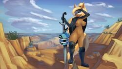 16:9 2019 alternate_version_at_source anthro armwear blonde_hair blue_sky boots breasts brown_body canid canine canis canyon cape casual_exposure clitoris cloak clothing cloud drxsmokey elbow_gloves elbow_pads eyelashes fangs female footwear gloves hair hair_tie hi_res holding_object holding_weapon idw_comics idw_publishing knee_pads mammal mobian mobian_(species) mobian_wolf mostly_nude navel nipples outside plant ponytail pussy sega shading_eyes shrub sky smaller_version_at_source smile solo sonic_(series) sonic_the_hedgehog_(comics) sonic_the_hedgehog_(idw) sonic_the_hedgehog_(series) squint staff step_pose variable_wispon wallpaper weapon whisper_the_wolf wolf