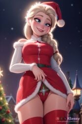 ai_generated all_fours christmas christmas_outfit disney disney_princess doggy_style dripping_pussy elsa_(frozen) frozen_(film) on_all_fours panties pussy thighhighs underwear