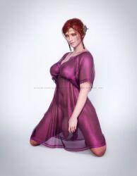 3d futa_only futanari gnome02 red_hair solo the_witcher_(series) triss_merigold