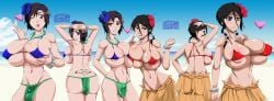 beach big_butt bikini bleach bleach:_the_thousand-year_blood_war greengiant2012 hinamori_momo hula_girl kuchiki_rukia large_breasts nipple_bulge slim_waist squished_breasts