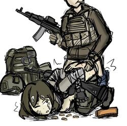 1boy 1girls areolae ass clothed clothed_sex doggy_style escape_from_tarkov gloves gun hat helmet load_bearing_vest military military_uniform original_character rape restrained sex small_breasts soldier uniform