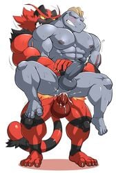 2019 2boys abs absurd_res anal anal_sex anthro anthrofied bara claws closed_eyes cum cum_in_ass cum_inside duo erection feet feline front_view fur furry gay grey_skin hi_res holding incineroar interspecies machoke maldu male male_only mammal multicolored_fur muscular muscular_male navel nintendo nude paws pecs penetration penis pokémon_(species) pokemon pokemon_(species) pokemon_rgby pokemon_sm red_fur sex simple_background smile standing stripes testicles thick_thighs trembling two_tone_fur video_games white_background wide_hips yaoi yellow_sclera