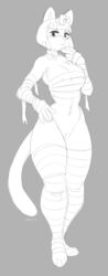 1girls 2019 alternate_body_type alternate_breast_size animal_crossing ankha anthro bandage big_breasts bottomless breasts cleavage clothed clothing conditional_dnp egyptian feet feline female female_only fur furry hair kippy legwear mammal monochrome navel nintendo paws pussy sketch solo standing text thick_thighs uraeus video_games watermark wide_hips