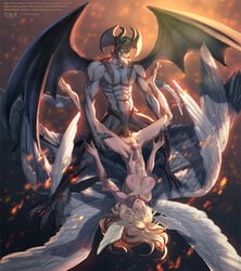 1boy 1futa 2018 abs akira_fudou anal angel angel_wings blonde_hair breasts demon demon_wings devilman devilman_crybaby erection female futanari grey_skin head_wings intersex kaworu kaworu_(artist) large_breasts large_penis light-skinned_futanari light_skin long_hair looking_at_another male_focus male_on_futa nipples nude penetration penis ryo_asuka satan_(devilman) sex spiked_hair testicles wings