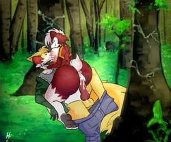 1boy 1girls animal_genitalia animal_penis anthro anthrofied anus ass big_breasts braixen breasts canine clothed cum cum_inside cum_on_pussy female forest fox furry huge_ass huge_penis interspecies knot lactation lycanroc male mammal midnight_lycanroc milk nic-m-lyc nintendo nipples nude on_top original_character outdoors penis pokémon_(species) pokemon pokemon_(species) pokemon_sm pokemon_xy pussy sex straight testicles text thick_thighs video_games watermark wide_hips