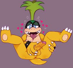 anthro anus ass eyewear faggotrat fangs feet glasses green_hair hair heart hi_res humanoid_penis iggy_koopa koopa koopaling male male_only mario_(series) nintendo penis presenting scalie shell solo tagme tongue video_games