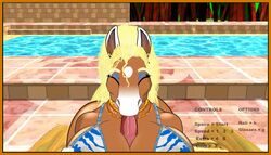 1boy 1boy1girl 1girls animated anne_(hth) anthro ass ass_shake big_breasts bikini blonde_hair breasts brown_fur crowchild eyeshadow faceless_male fellatio female fur furry gif hair high_tail_hall hooves horse hth_studios huge_breasts large_breasts male_pov mammal mature mature_female mature_male mature_woman nipples oral paizuri paizuri_under_clothes pool pov pussy straight tail voluptuous waist wide_hips