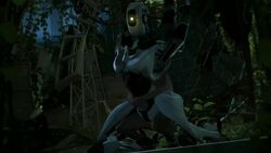 1boy 1girls 3d animated froggysfm glados human_on_robot larger_female portal_(series) robot robot_girl size_difference smaller_male sound tagme tagme_(artist) video