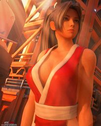 1girls 3d artist.jessica cum fatal_fury female female_only king_of_fighters mai_shiranui nude pain snk solo solo_female sweat